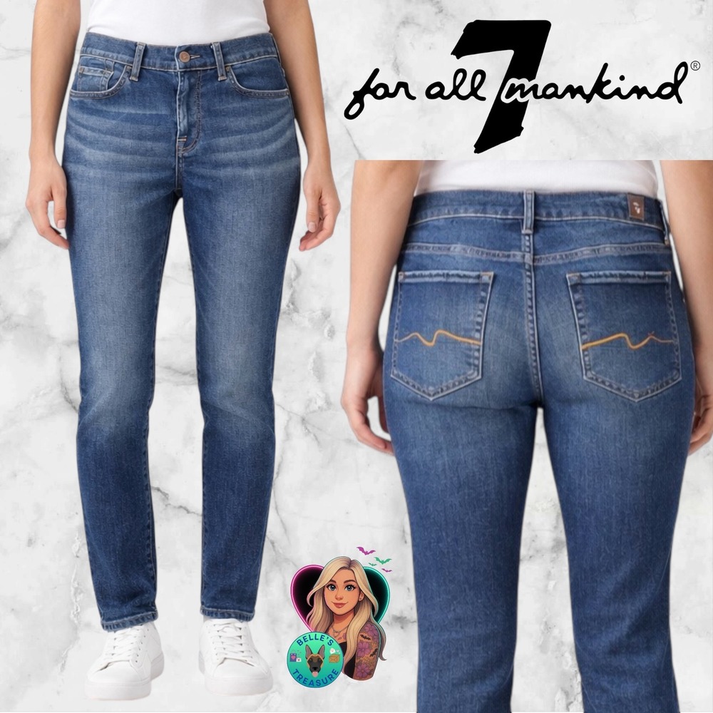 7 For All Mankind Ankle Gwenevere High Rise Jeans Medium Wash Womens‎ 30 NEW